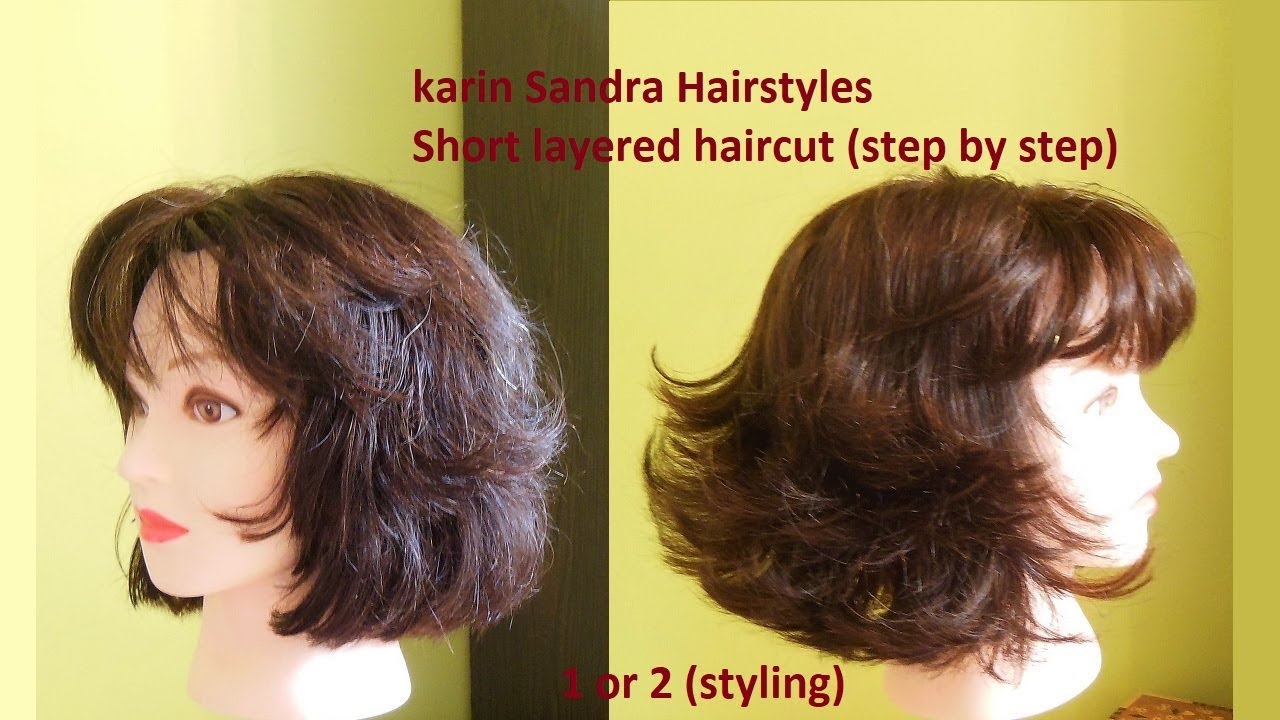 Haircut tutorial : Short layered Bob haircut with Bangs for women and girls | Short haircut tutorial