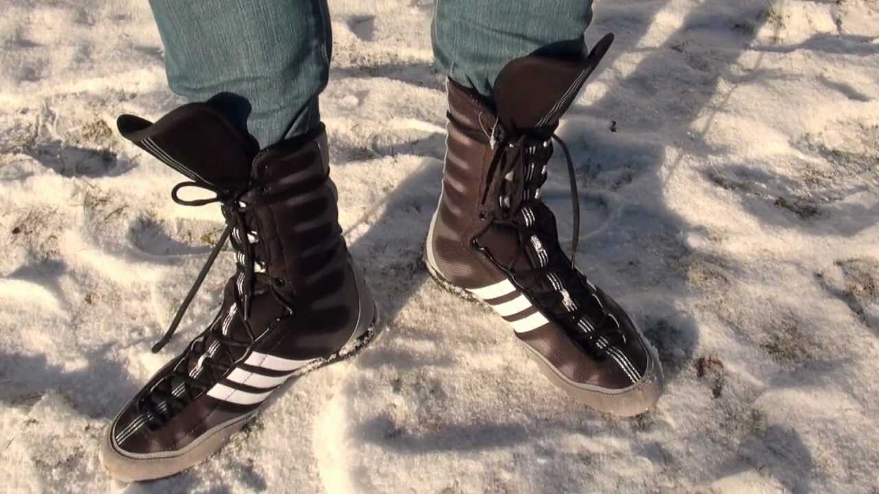 Supercool Adidas boxing boots outdoors!
