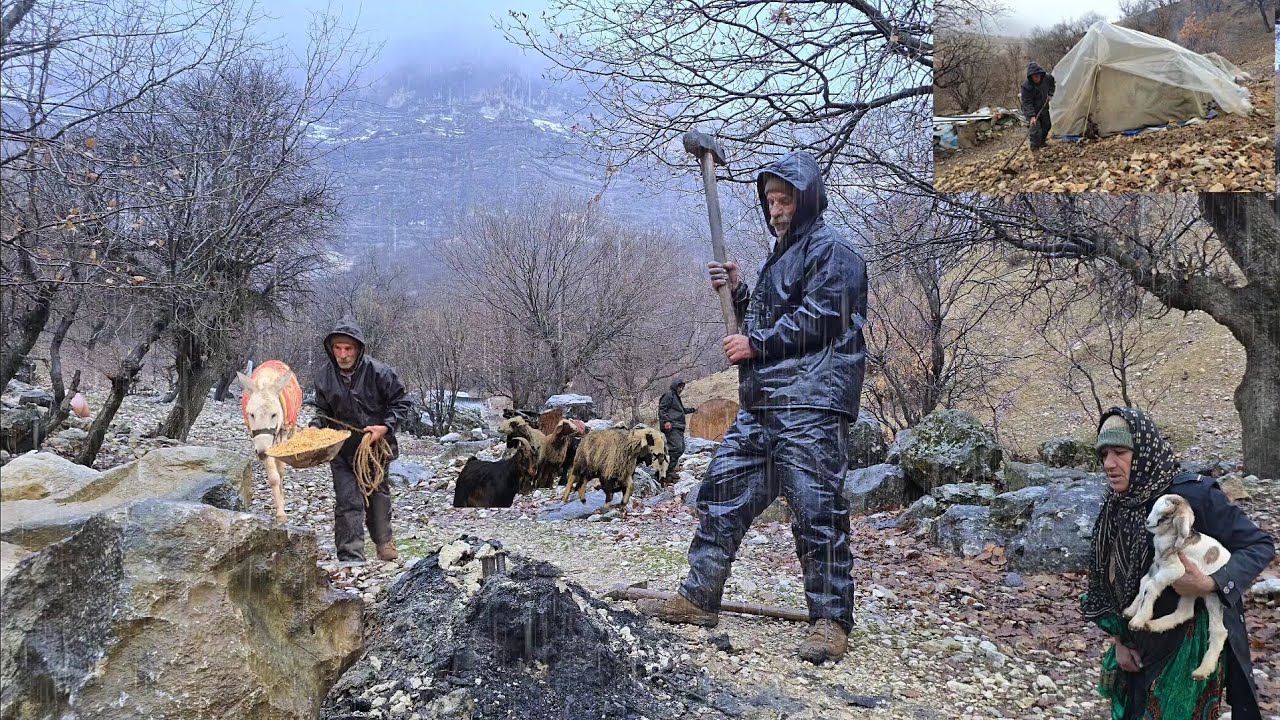 ⛈️Survival in the winter rain | Repairing difficult and dangerous roads | Nomadic life
