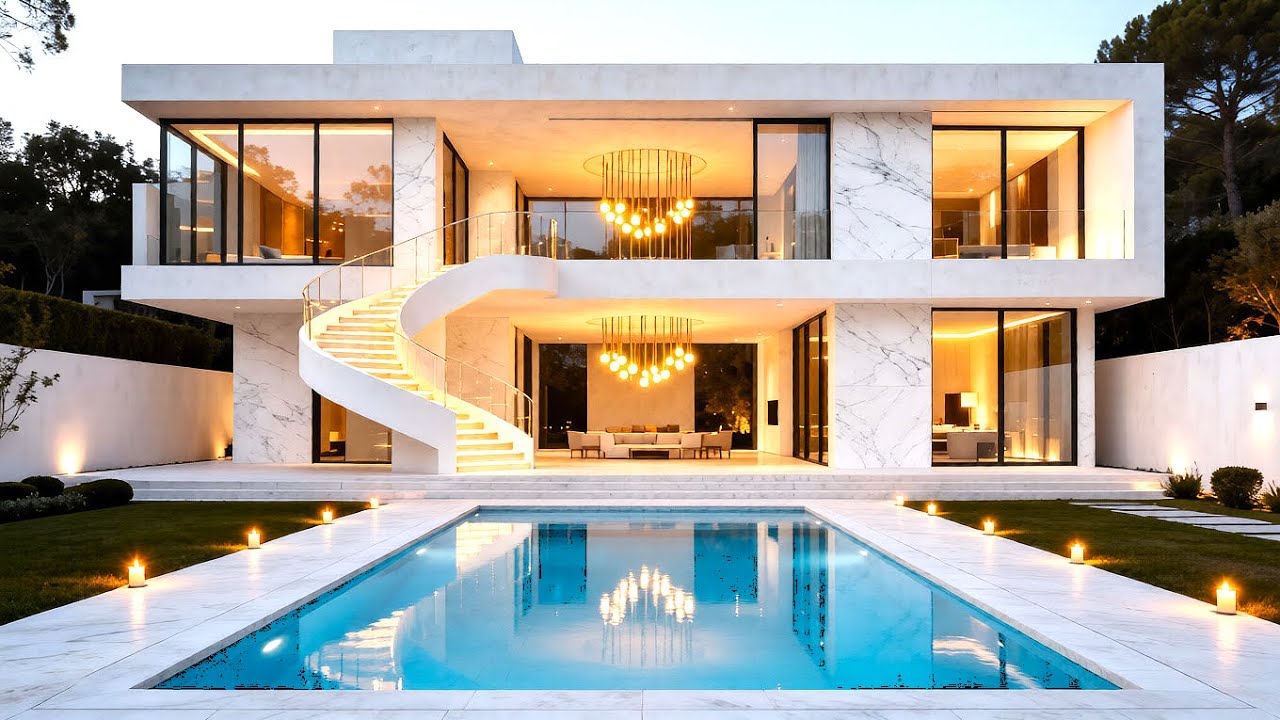 Golden Depths Ultra Modern Mega Mansions with Liquid Glass Floors