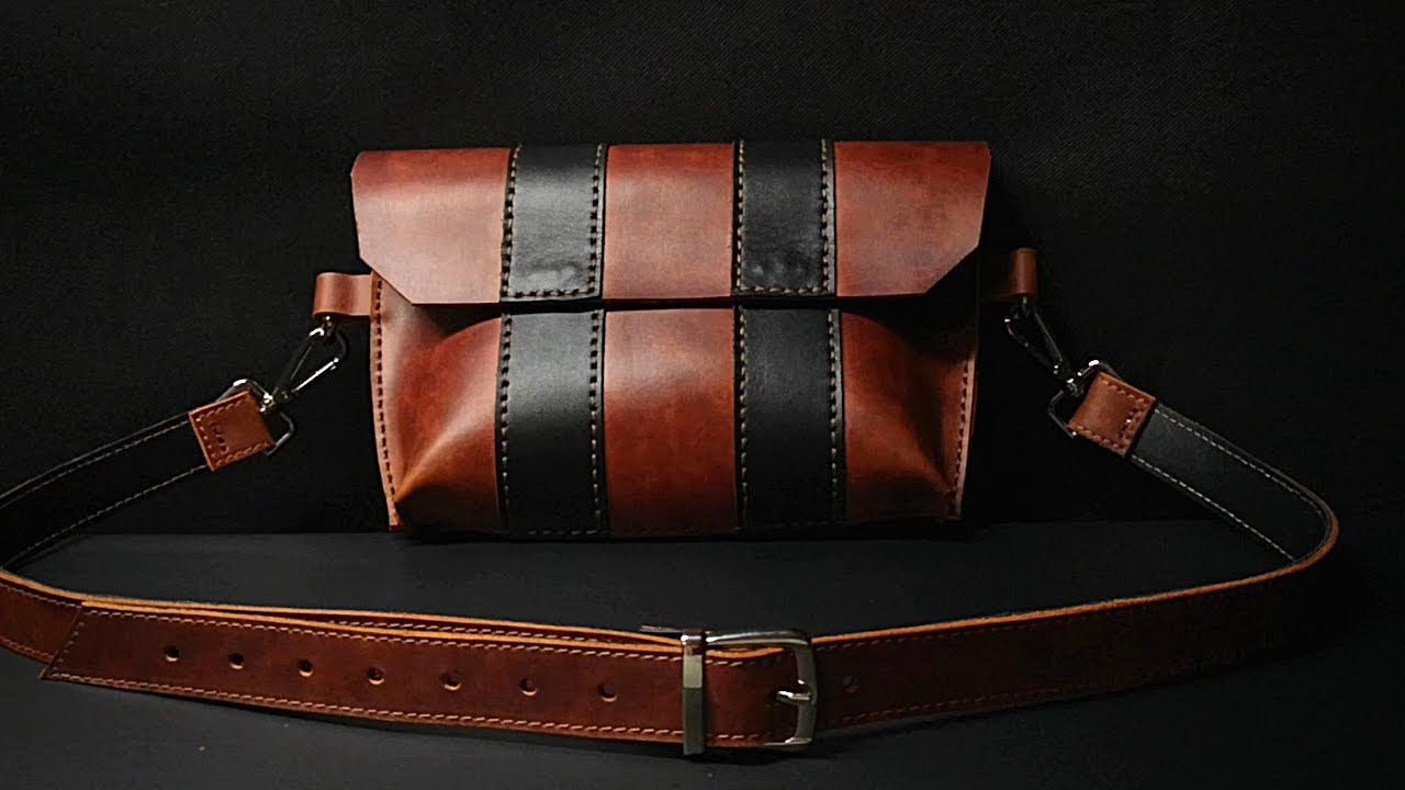 Waist bag from leather by handmade. Pdf pattern and tutorial
