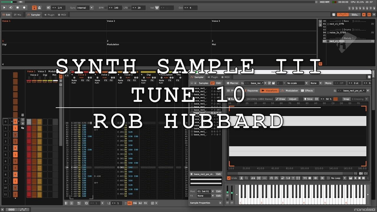 Rob Hubbard: Synth Sample III Tune 10 [C64 cover in Renoise] 🎹