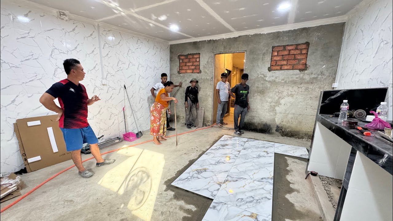 EPISODE-23 TUKANG RUMAH PASANG MOZEK LANTAI // DAPUR BERASAP 70% SIAP // MAKIN HARI MAKIN CANTIK // 