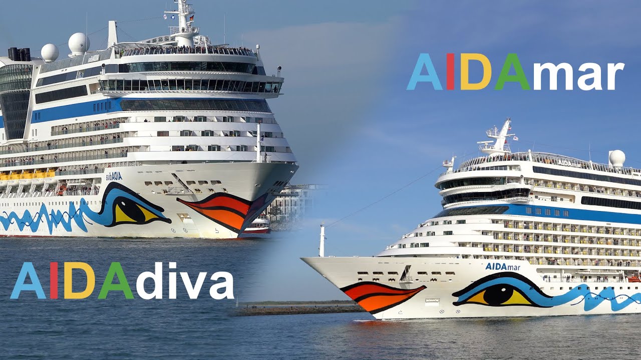 Double departure of AIDAdiva and AIDAmar in Warnemünde