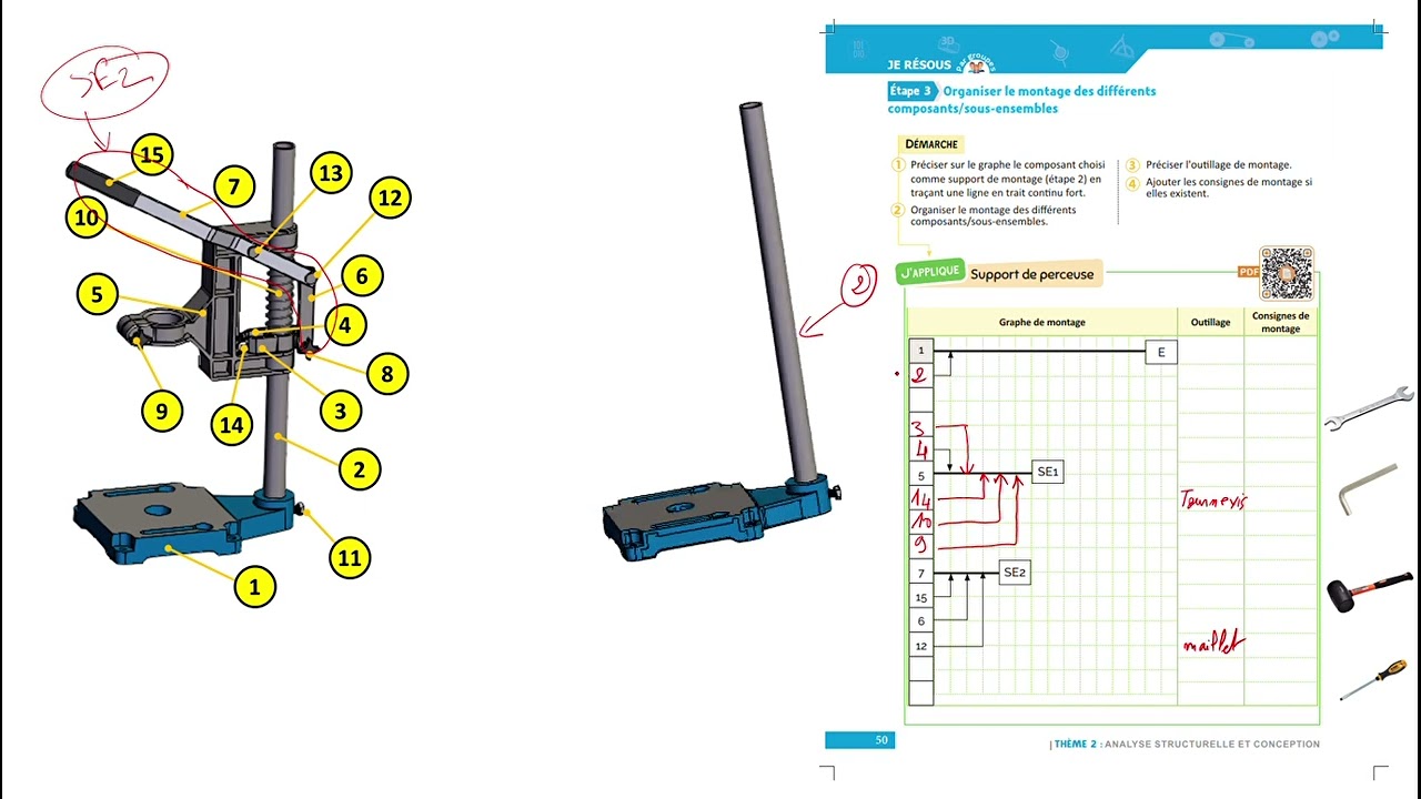 Graphe de montage et démontage (support de perceuse)