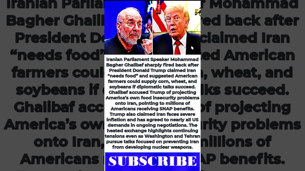 Iranian Parliament Speaker Hits Back At Trump Over Claim Country 'Needs Food' From US