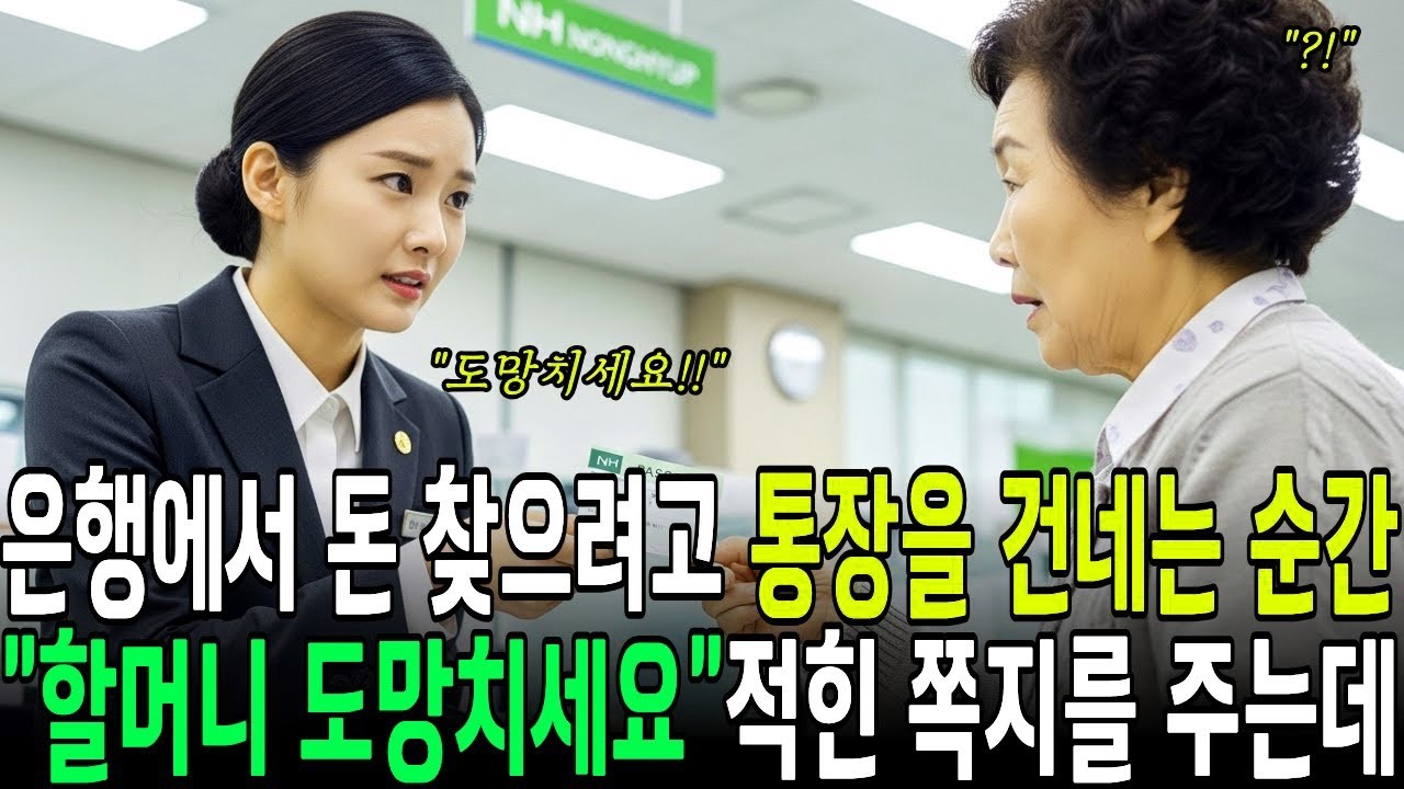 은행에서 돈찾는데 창구직원이 쪽지로, '할머니 빨리 도망쳐요' 뒤도 안돌아보고 죽을힘을 다해 도망쳤습니다 | 사연라디오 | 오디오북 | 삶의지혜 |