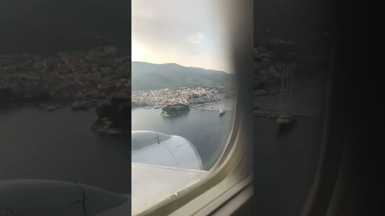 Final approach and landing at Skiathos airport