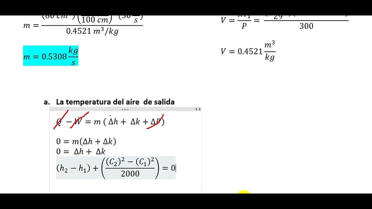 A una tobera entra aire constantemente  a 300KPa, 200 C y 30 m/s  y sale a 100KPA, 180 m/s  el are..