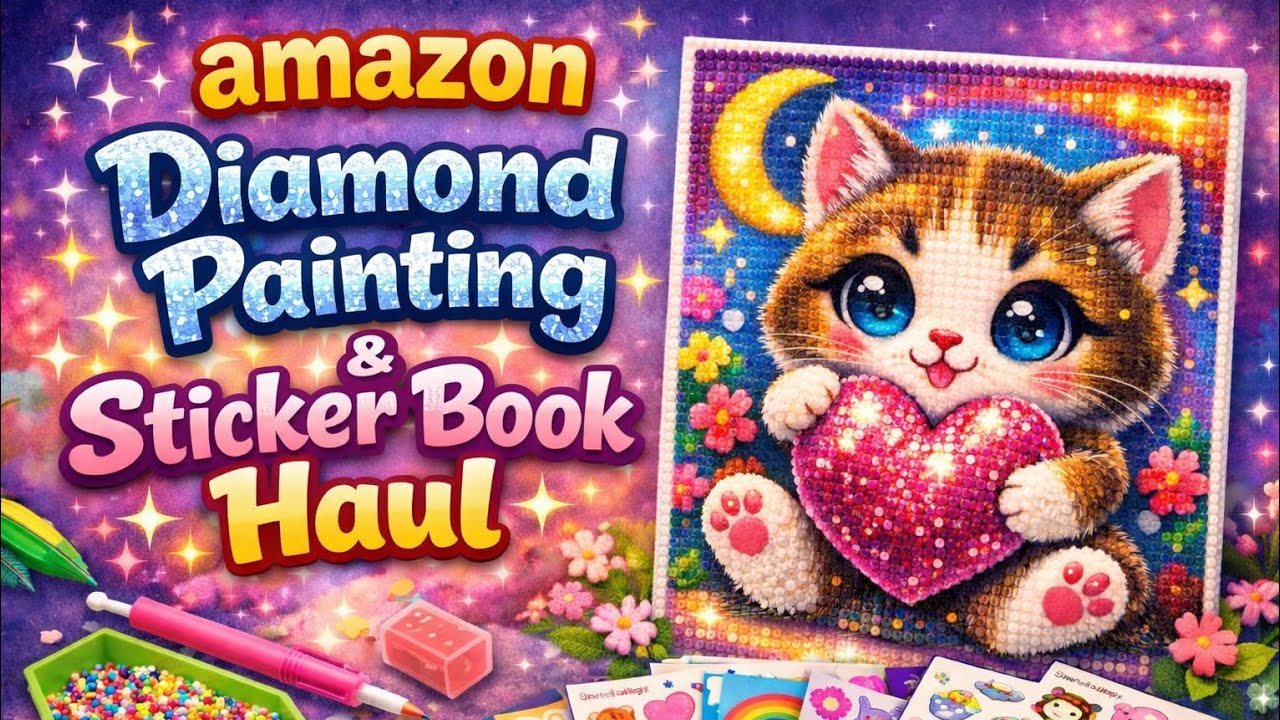 Распаковка покупок для алмазной живописи на Amazon и наборов наклеек 📦💎📒