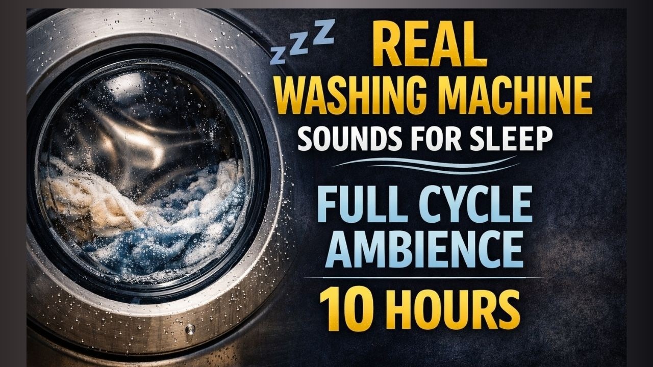 Real Washing Machine Sounds for Sleep & Babies | Full Cycle Laundry Ambience |10 Hours Black Screen