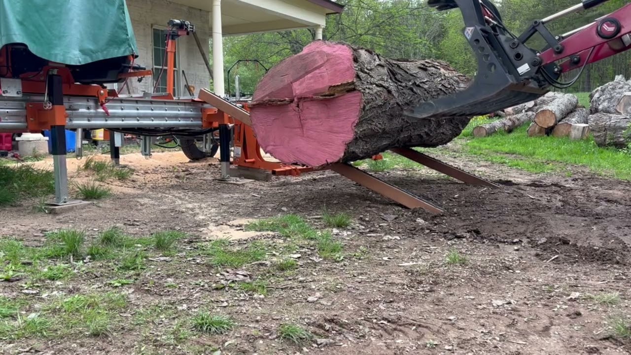 Loading a 36” Sugar Maple Log onto Sawmill