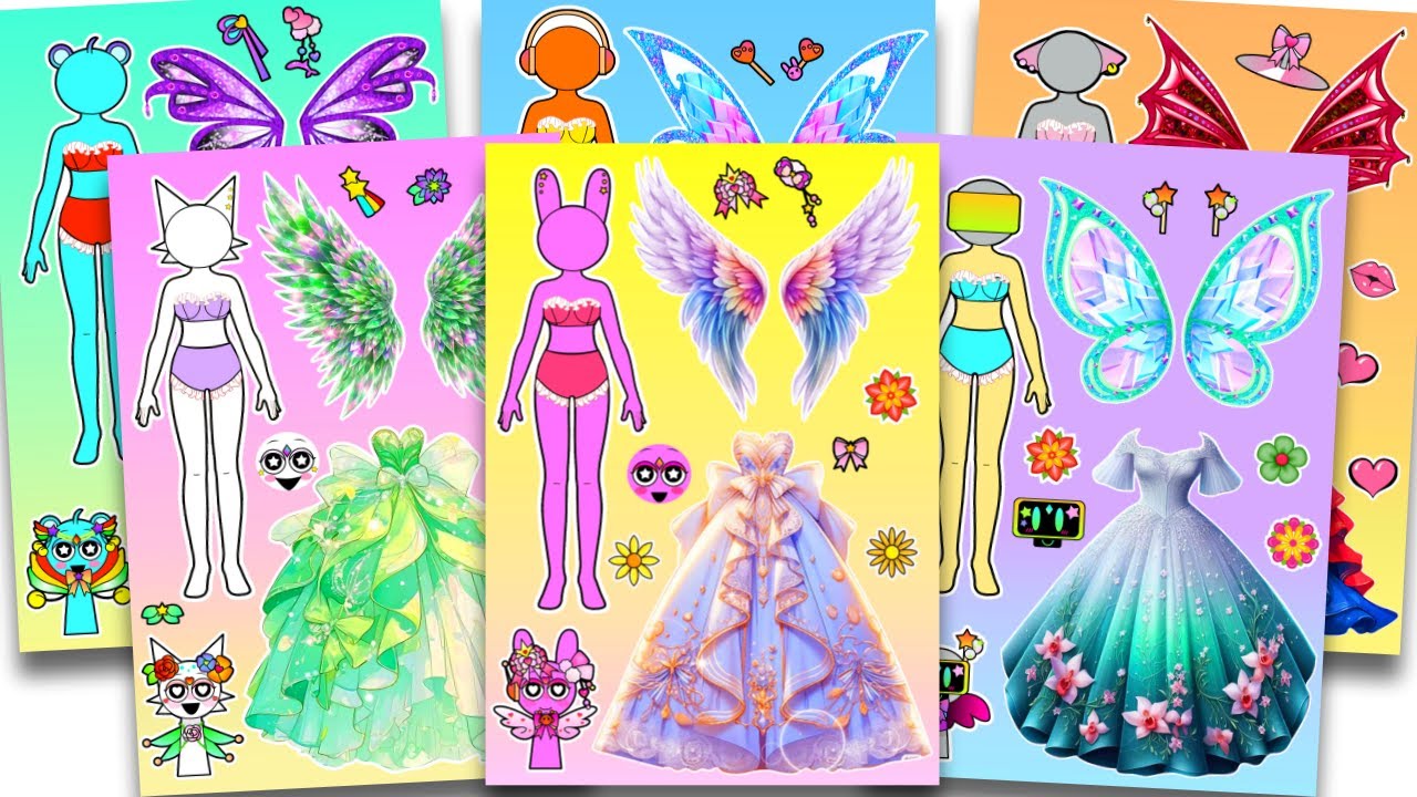 Slrunki Paper doll Dress up Sticker Book 🎀스프런키 종이인형 드레스 옷입히기 스티커북 DIY