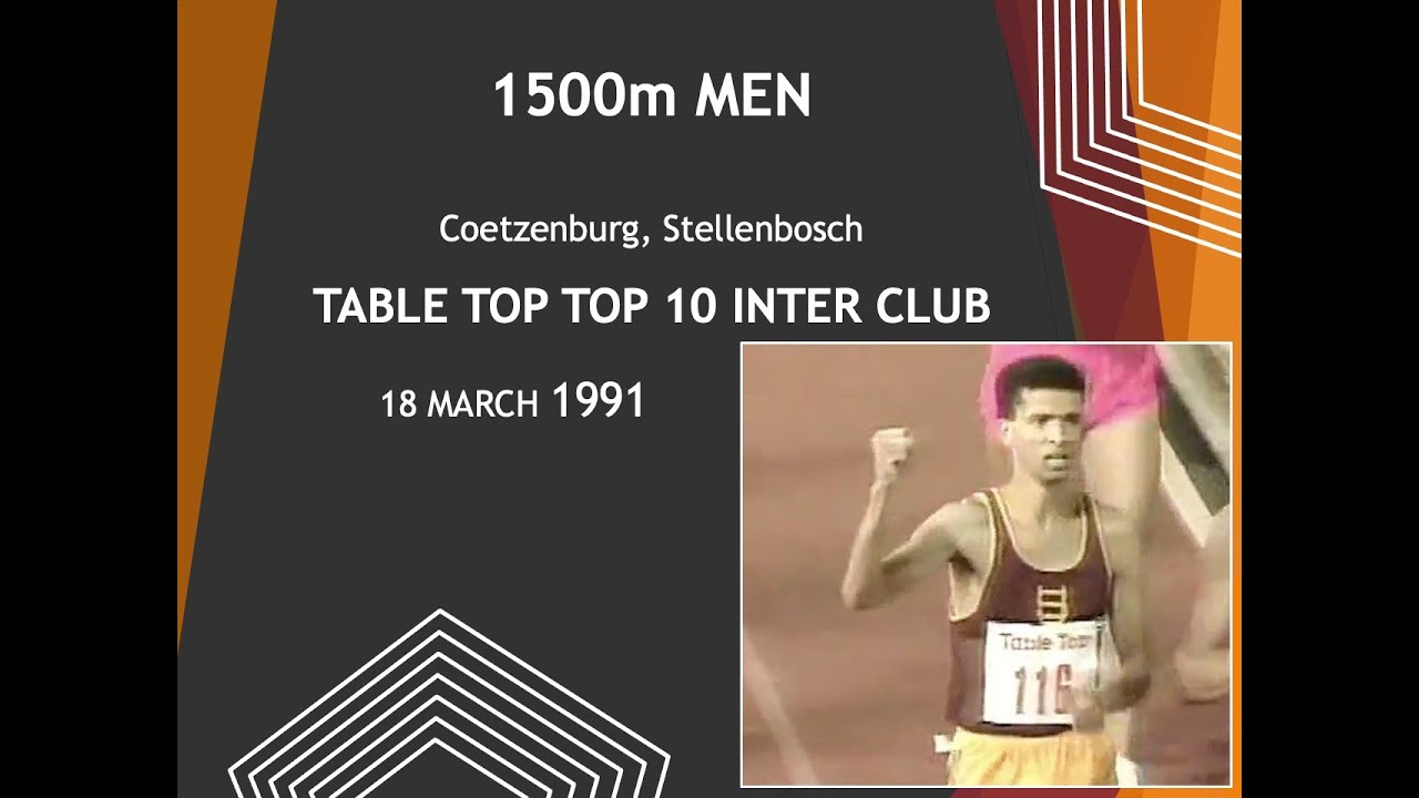 Johan Landsman wins 1500m at Table Top Top 10 Inter-Club, Stellenbosch in 3;38.54 - 10 March 1991