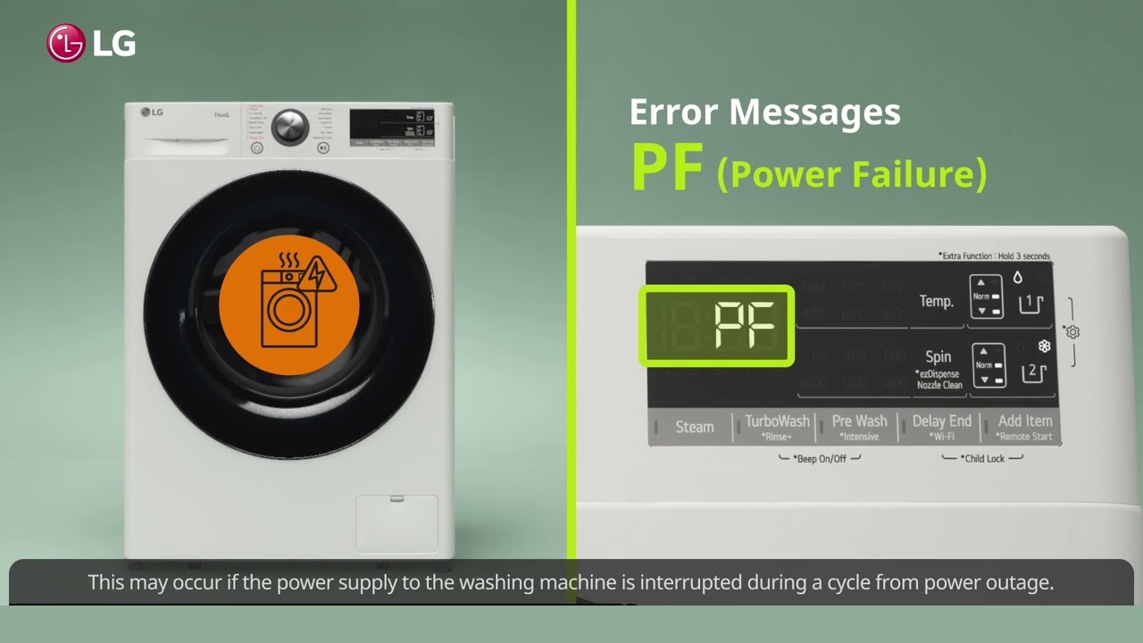 PF Error | Error Code | LG Front Load Washing Machine