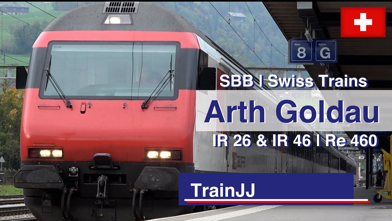 ▶ 4K Arth Goldau Switzerland | Swiss Trains IR 26 & IR46 | SBB Re 460 with EW IV Bt wagon