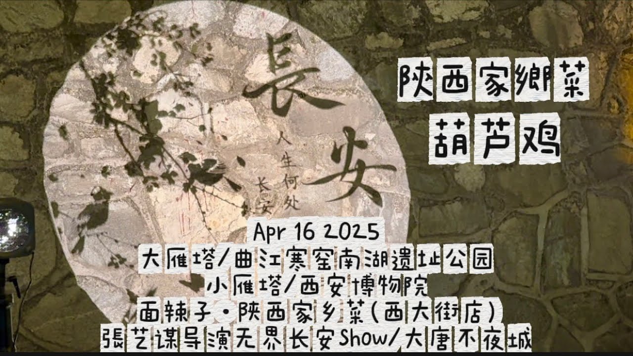 Apr 16 2025大雁塔➡️曲江寒窑遗址公园➡️雁塔/西安博物院➡️面辣子陕西家乡菜(西大街店)➡️#大唐不夜城#西安#xian#chinatravel#葫蘆雞#西安博物院#travelvlog