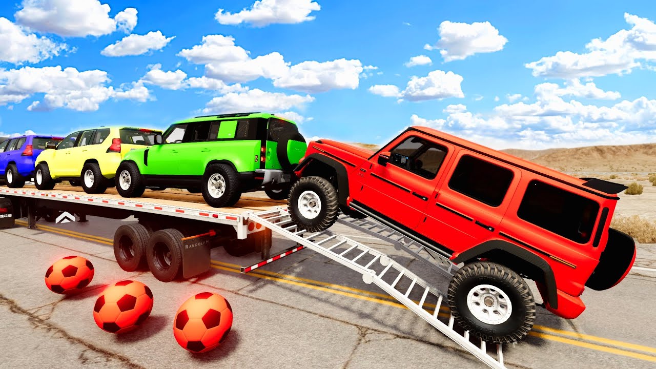 Flatbed Truck Mcqueen | Transportation with Truck - Pothole vs Car #22 - BeamNG.Drive