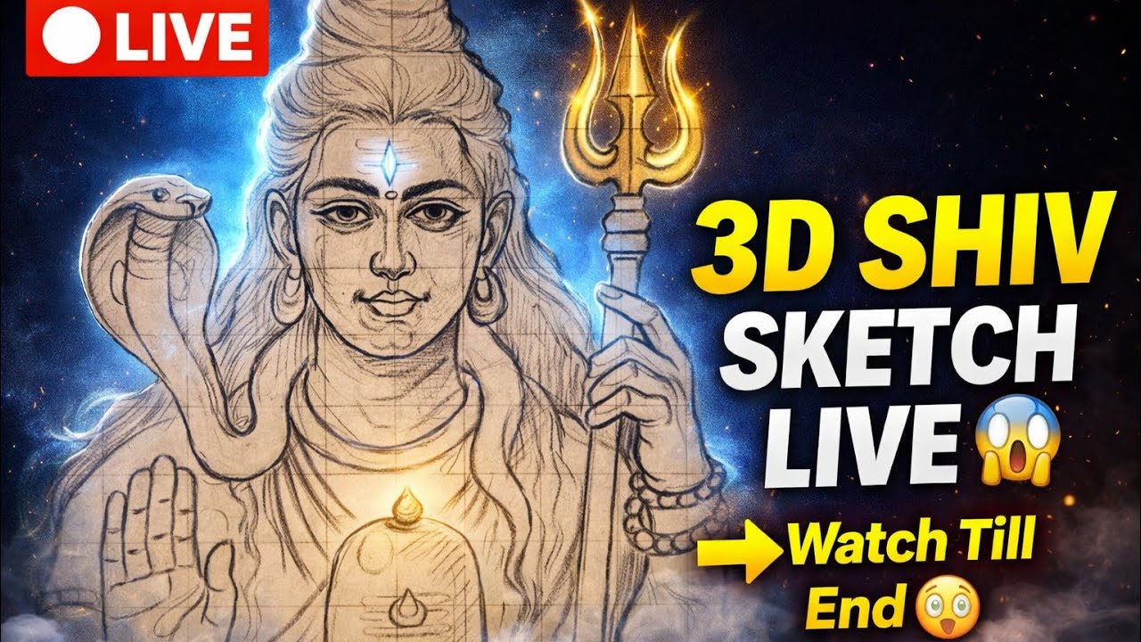 “🔴 LIVE Shiv Drawing | Step by Step Mahadev Sketch 😍🔥”