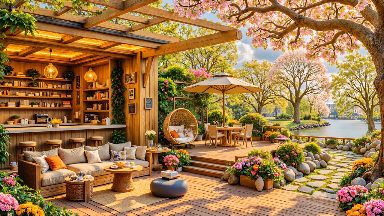 Warm Springtime at the Outdoor Cafe 🌸Instrumental Jazz Music for Work & Study #relaxingmusic #jazz