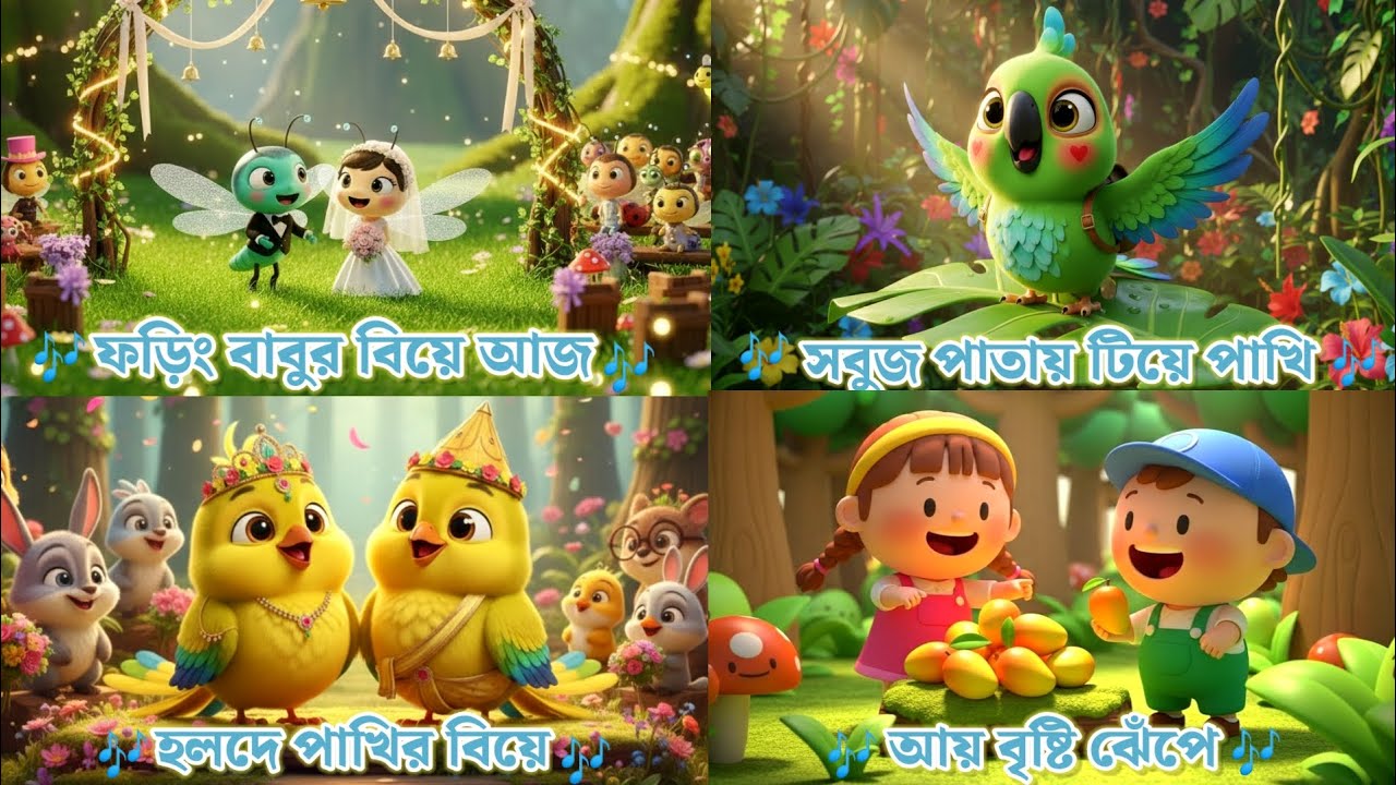 আই আই টিয়ে 🐦 | হলুদ পাখির বিয়ে | আই বৃষ্টি ঝেঁপে | আম পাতা জোড়া জোড়া | বাংলা ৫ টি কবিতার বক্স
