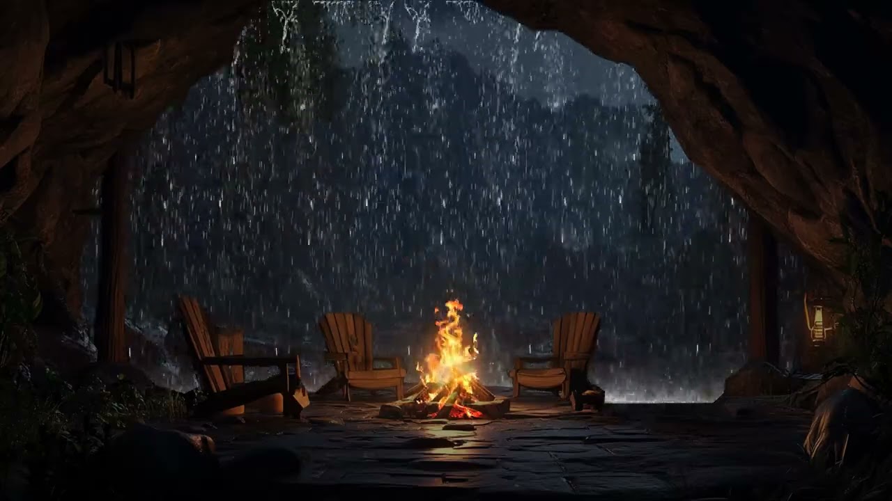 Heavy Rain Sound in a Dark Cave | Sounds for Deep Sleep, Meditation and Relaxation