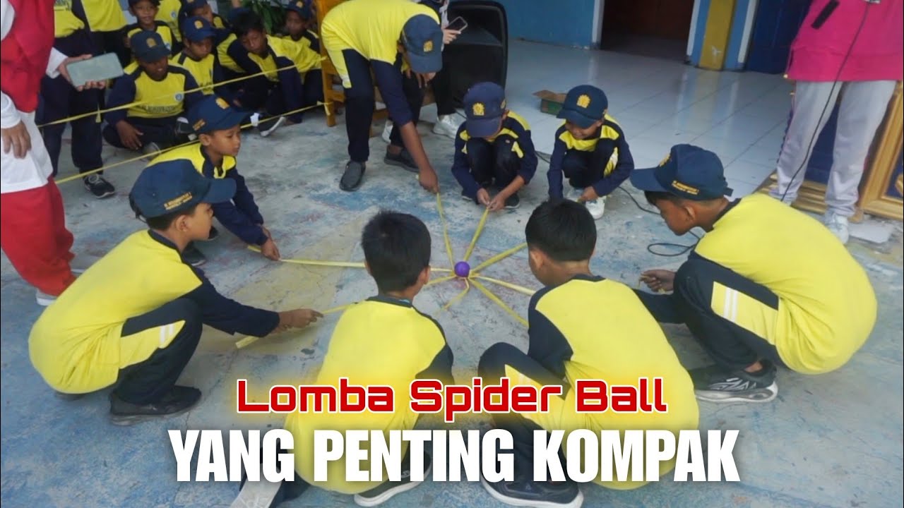 KEKOMPAKAN DALAM MEMINDAHKAN BOLA DENGAN TALI LOMBA SPIDER BALL HUT RI 79 MIM 1 PANGKATREJO
