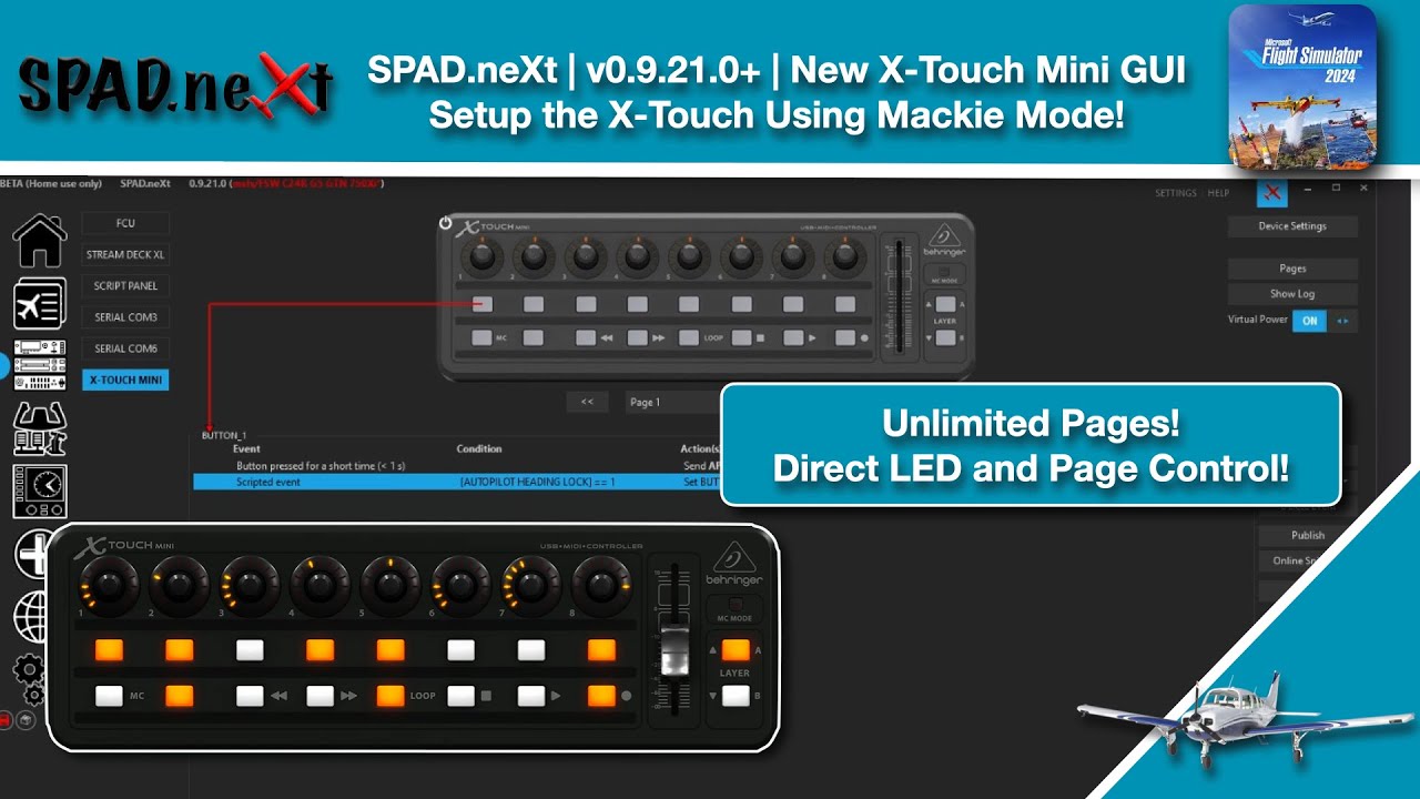 MSFS 2024 | SPAD.neXt v0.9.21 + |  New X-Touch Mini Interface
