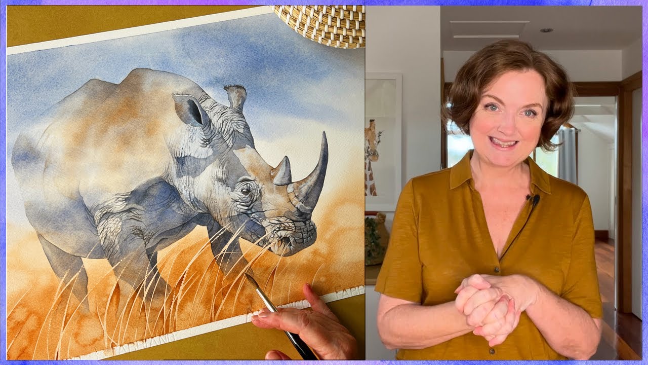 Watercolour Rhinoceros Painting Tutorial:  Soft Press Paper
