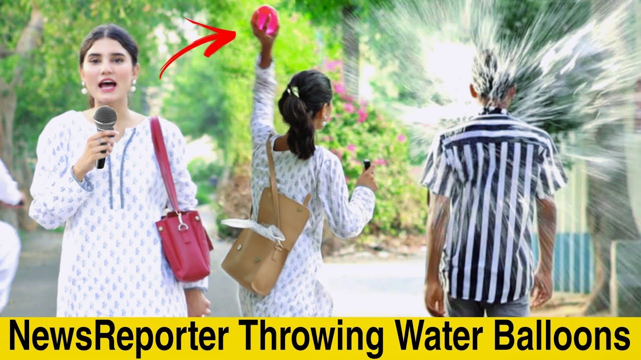News Reporter Throwing Water Balloons Prank