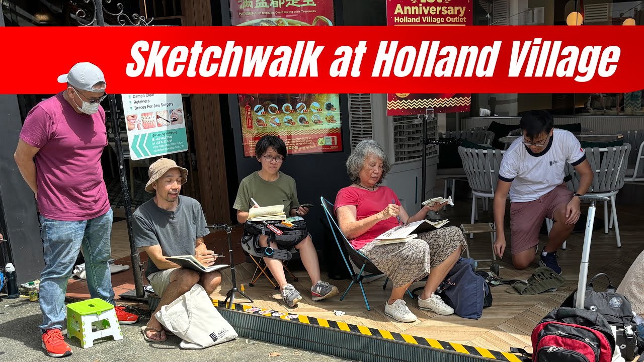 Urban sketching at One Holland Village, Singapore