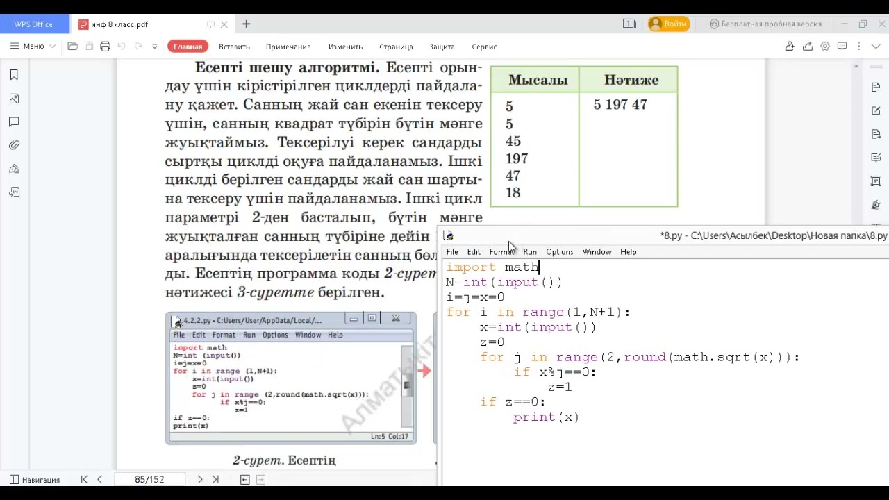 Кірістірілген циклдерді ұйымдастыру 8 класс
