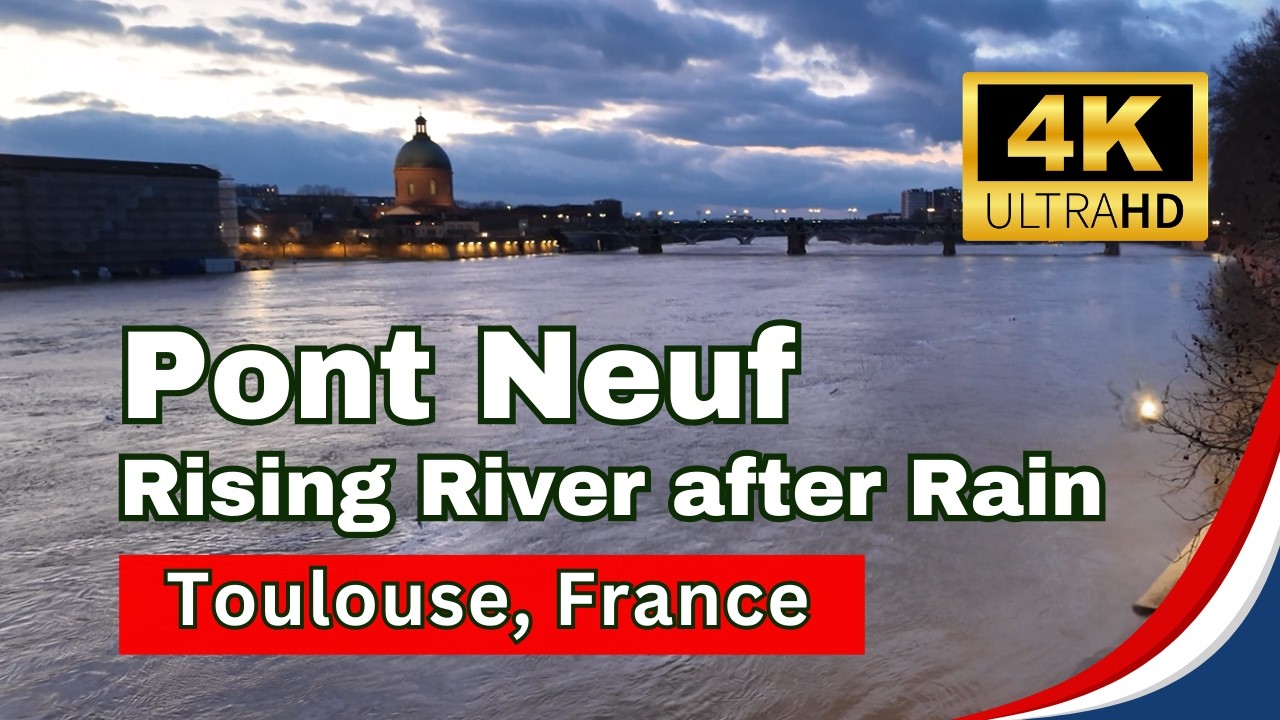 4K Walk Around Pont Neuf After Heavy Rain | Toulouse, France | Feb 2025