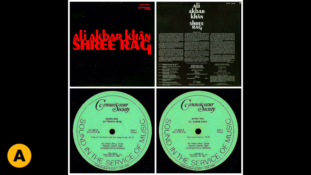 Raga Shree ~ Ustad Ali Akbar Khan & Pt. Shankar Ghosh ~ Sarod ~ LP Connoisseur Society ~ 1969