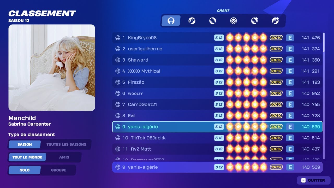 FORTNITE FESTIVAL S12 - Manchild | Sabrina Carpenter - Vocals