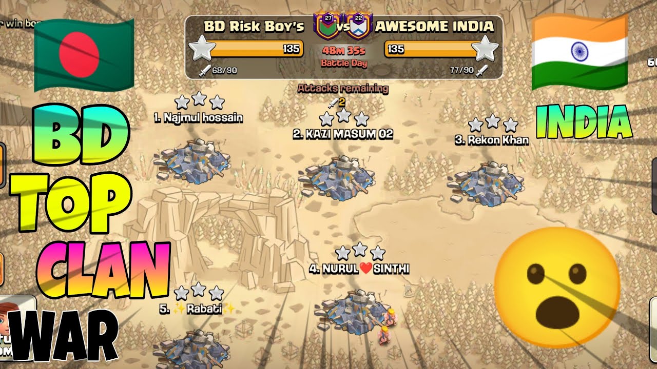 BD 🇧🇩 Top Win Streak Clan এর সাথে Indian 🇮🇳 Clan এর War 😮 Win হতে পারলাম কি 🤔 Coc ( বাংলা )  