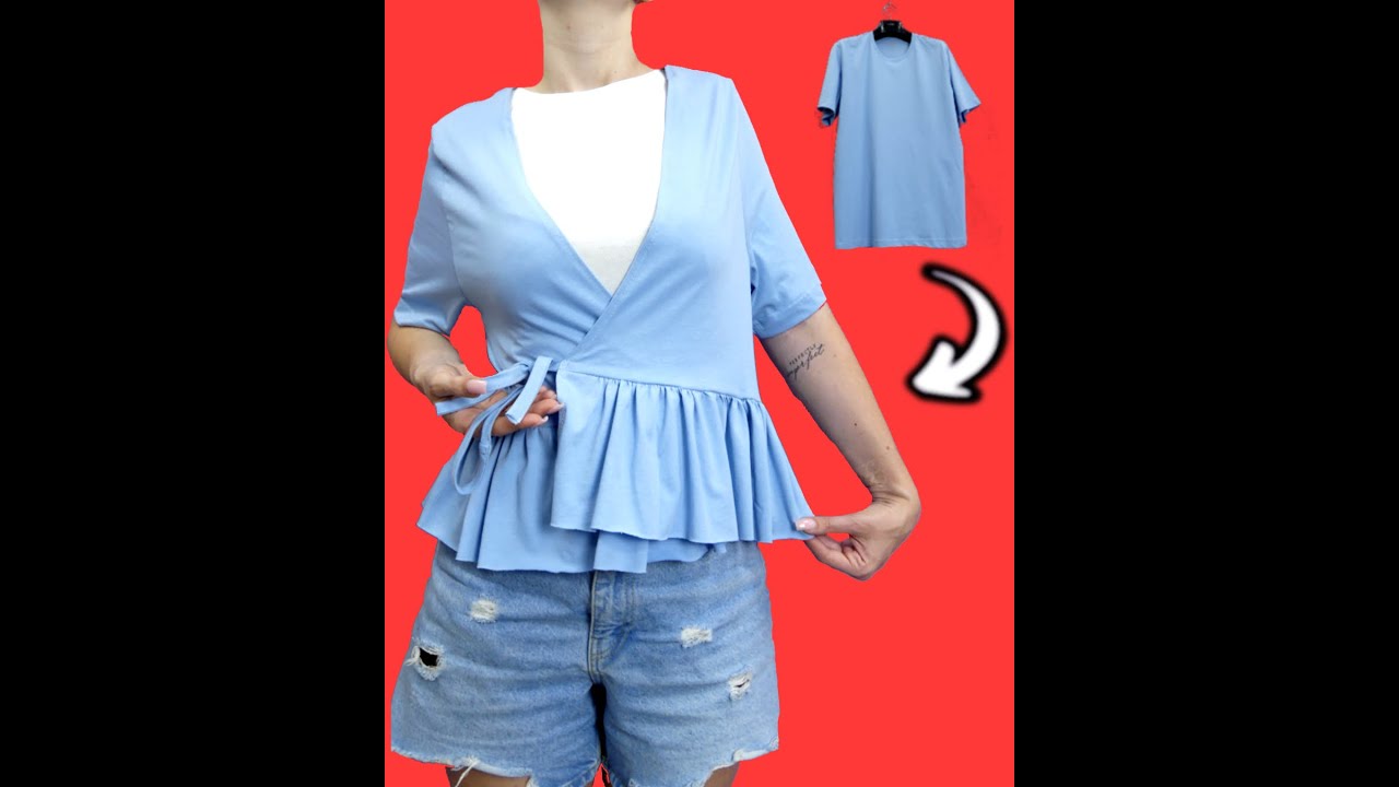 A quickly technique how to make a blouse in a T-shirt in just 10 minute.