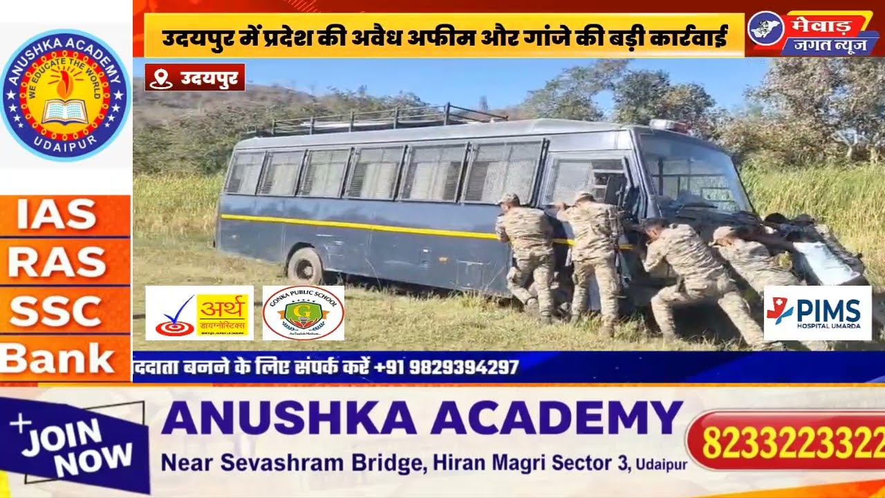 उदयपुर में अवैध अफीम और गांजे की बड़ी कार्रवाई जंगल में उगा रखी,100 करोड़ की अफीम और गांजा फसल पकड़ी