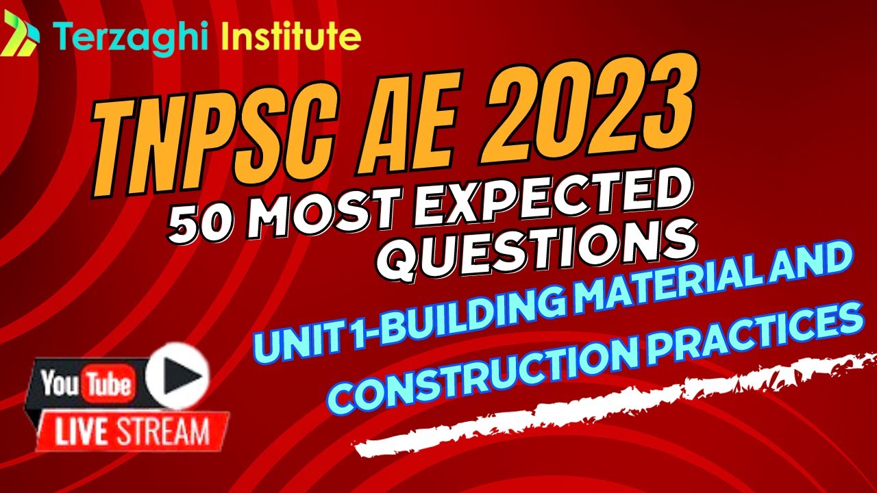 50 MOST EXPECTED QUESTIONS BUILDING MATERIAL  |TNPSC AE 2023| Government Job | Civil Engineering