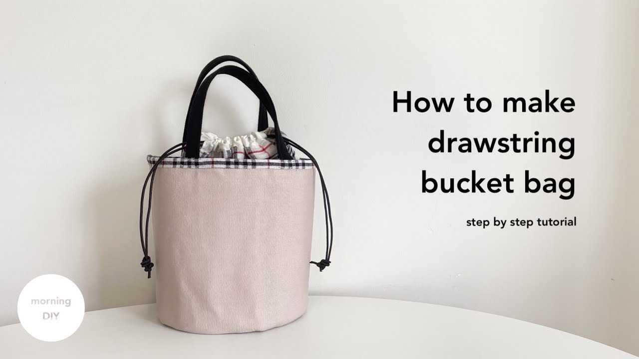 DIY drawstring bucket bag | How to make round bucket bag