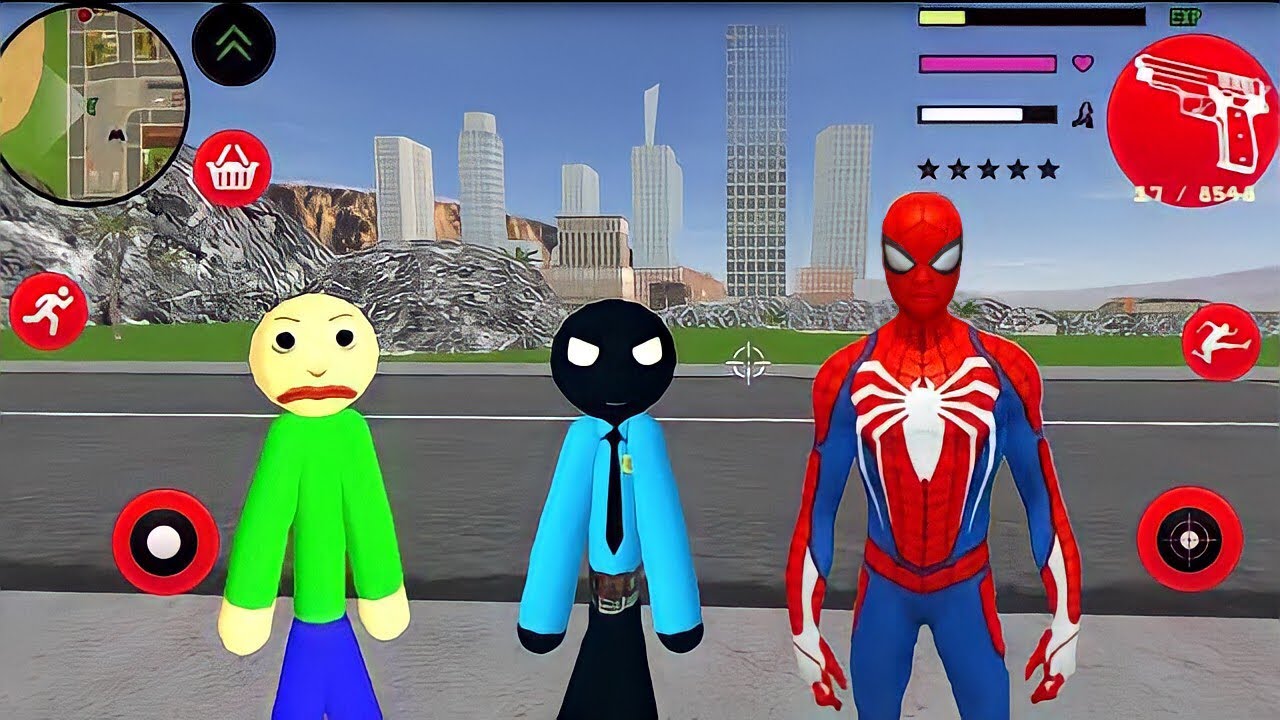 Süper Kahraman Baldi Çöp Adam Vs The Amazing Police Stickman Rope Hero Gangster - Android Gameplay