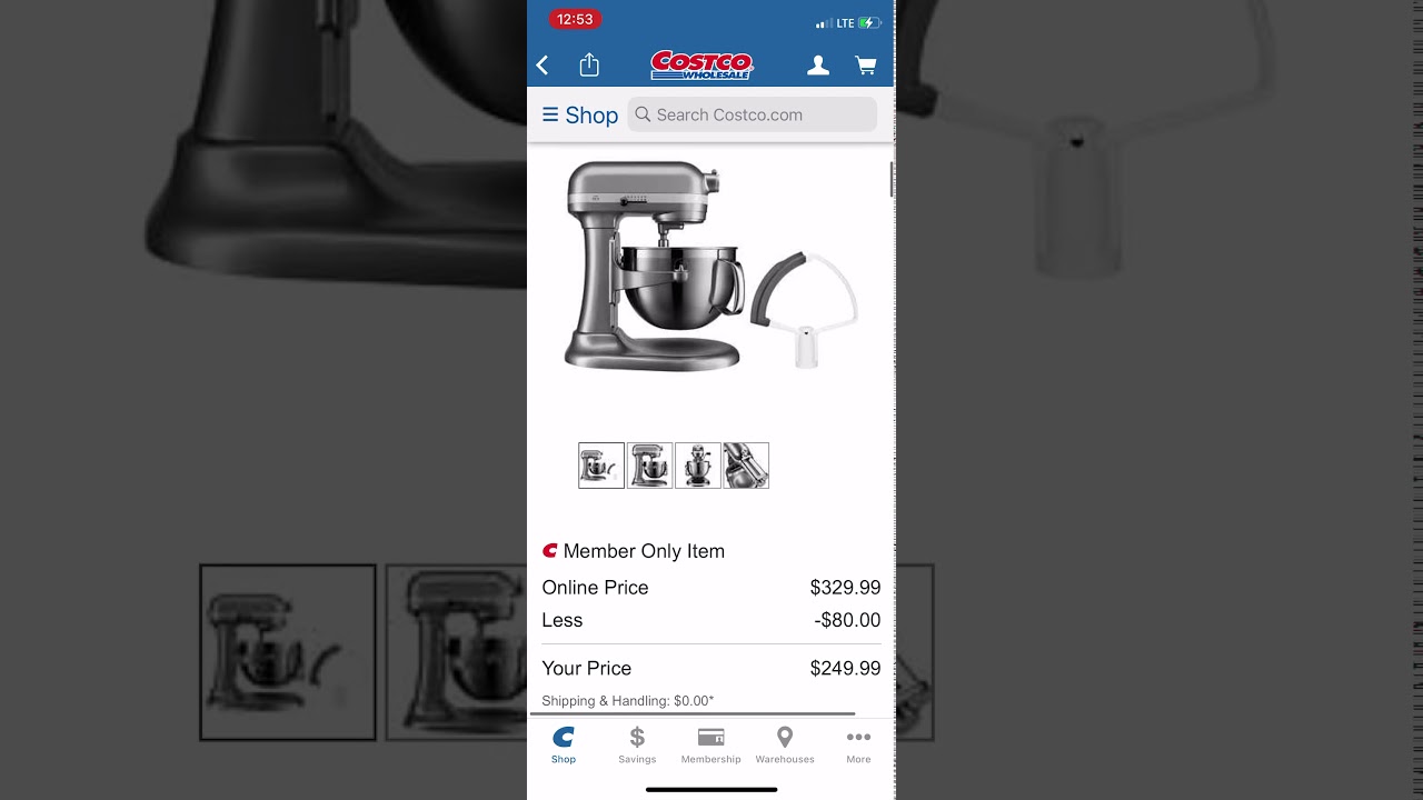 $249.99 KitchenAid Professional Series 6-Quart Bowl Lift Stand Mixer w/ Flex Edge Deal at Costco.com