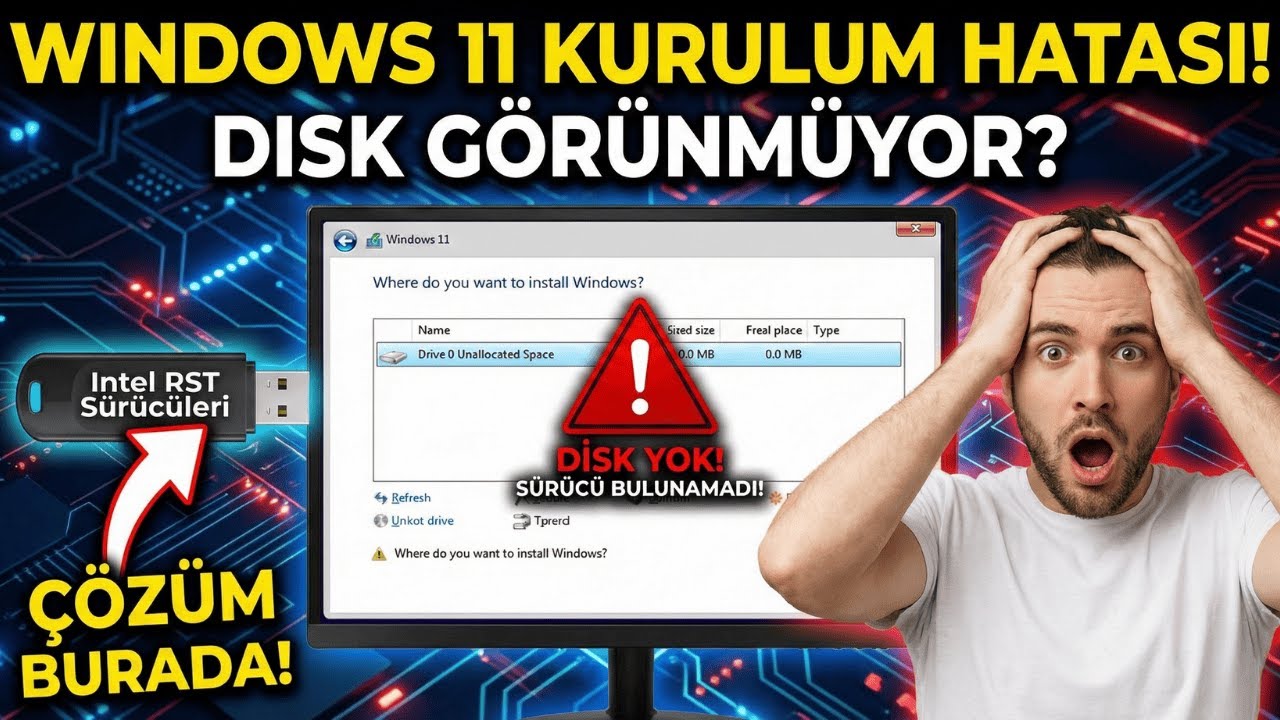 Windows 11 Kurulumunda DİSK GÖRÜNMÜYOR Sorunu!(%100 Çözüm-intel VMD/RST)Sürücü BulunmadıHatasıÇözümü