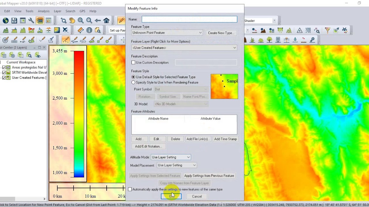 Generar puntos con coordenadas XYZ en global Mapper y exportarlos a Excel