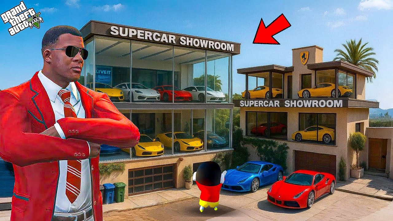 GTA V: Franklin and Shinchan Hired Security Guards For His Most Expensive Supercar Showroom In GTA 5