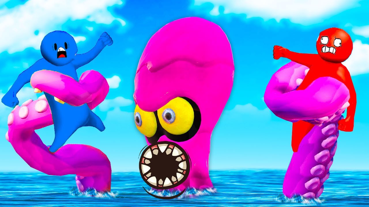 FOMOS ENGOLIDOS PELO POLVO GIGANTE FAMINTO NO GANG BEASTS!