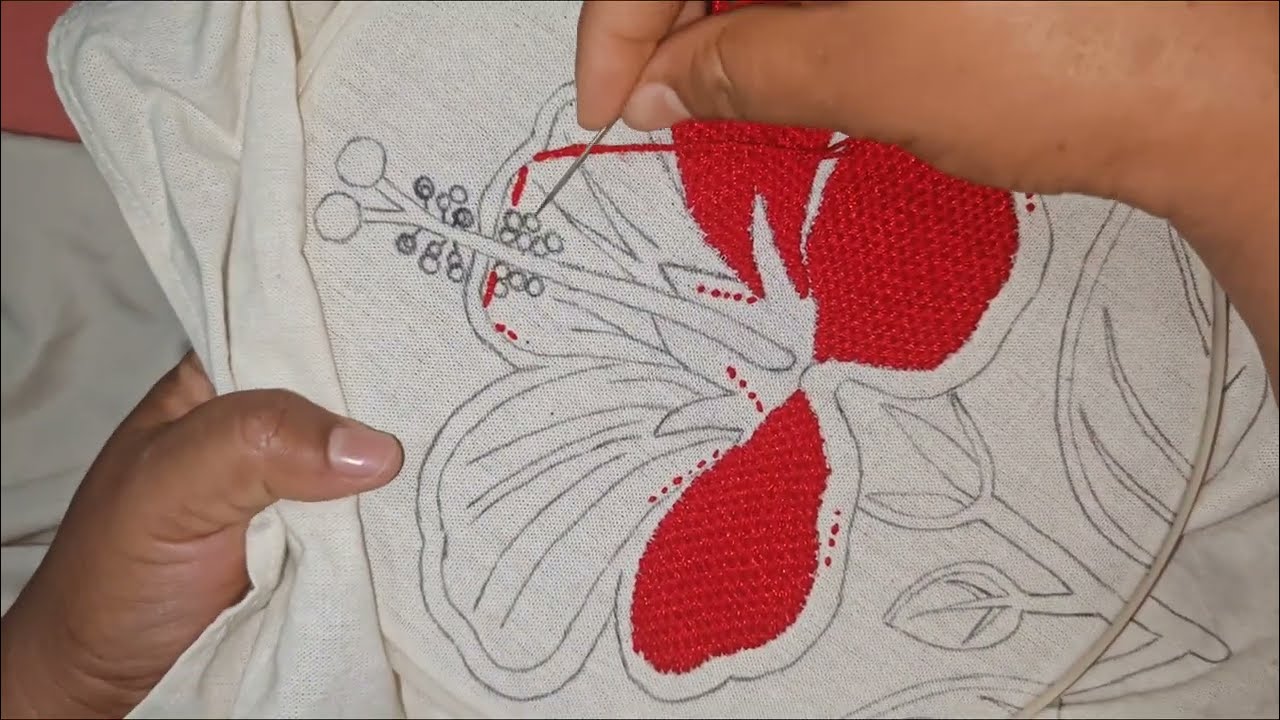 Como bordar una flor de Hibisco 🌺 Super Fácil Parte 1