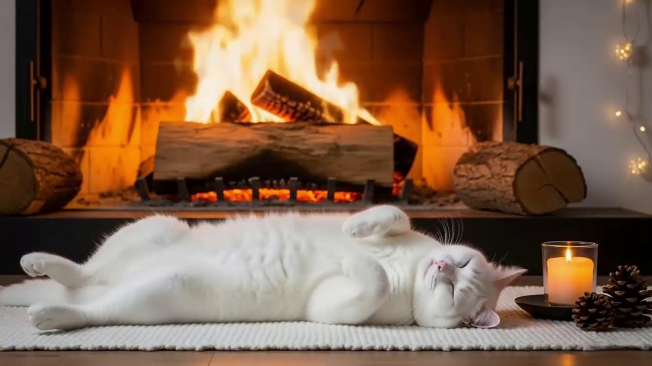 Deep Sleep Cat Music 432Hz 😺 Gentle Fireplace Atmosphere For Calm Rest, Healing, And Comfort