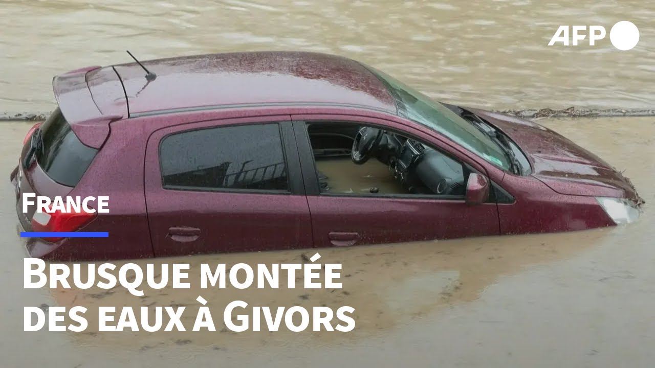 Inondations dans le Rhône: voitures prises au piège à Givors | AFP Images
