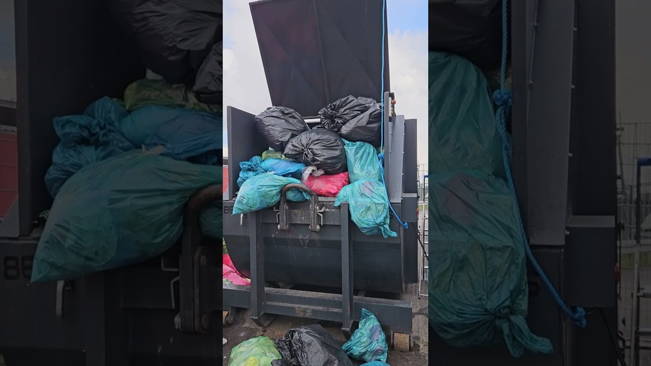 Pendelschildpresse, Restmüllpresse, Presscontainer 20m³ Restmüll, Abfall (FULL HD)